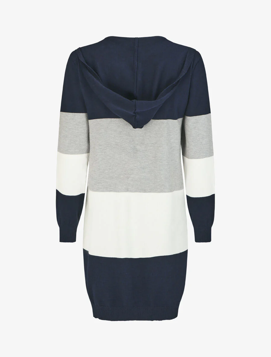 Lang gestreept vest met capuchon - Marineblauw - Image 2