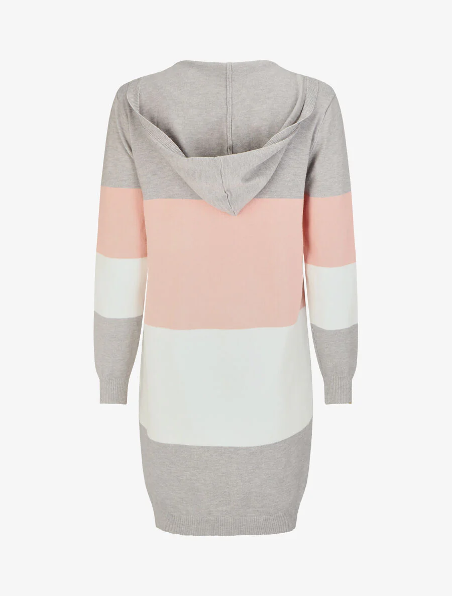 Lang gestreept vest met capuchon - Grijs - Image 2