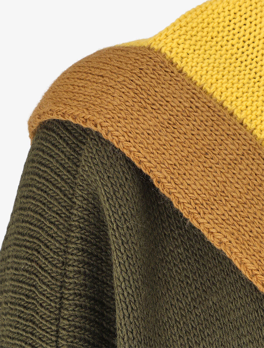 Lang gestreept vest met capuchon - Khaki - Image 3