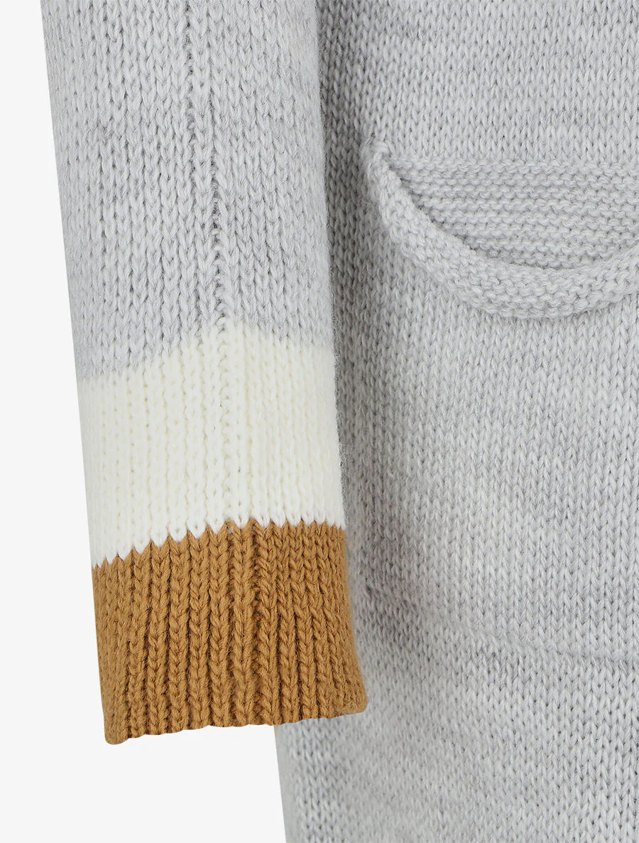 Lang gestreept vest met capuchon - Lichtgrijs - Image 3