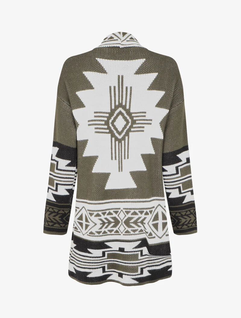 Lange gilet met Azteekse print - Kaki - Image 2