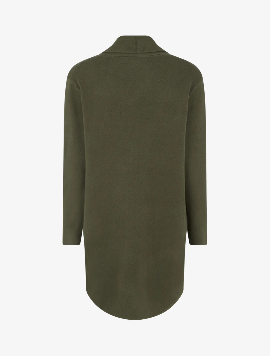 Lang gilet met sjaalkraag - Kaki - Image 2