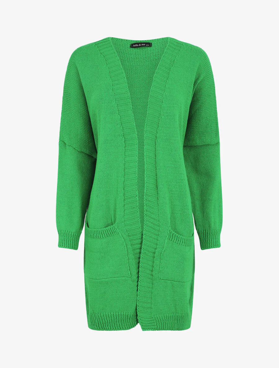 Lang open vest met vleermuismouwen - Groen