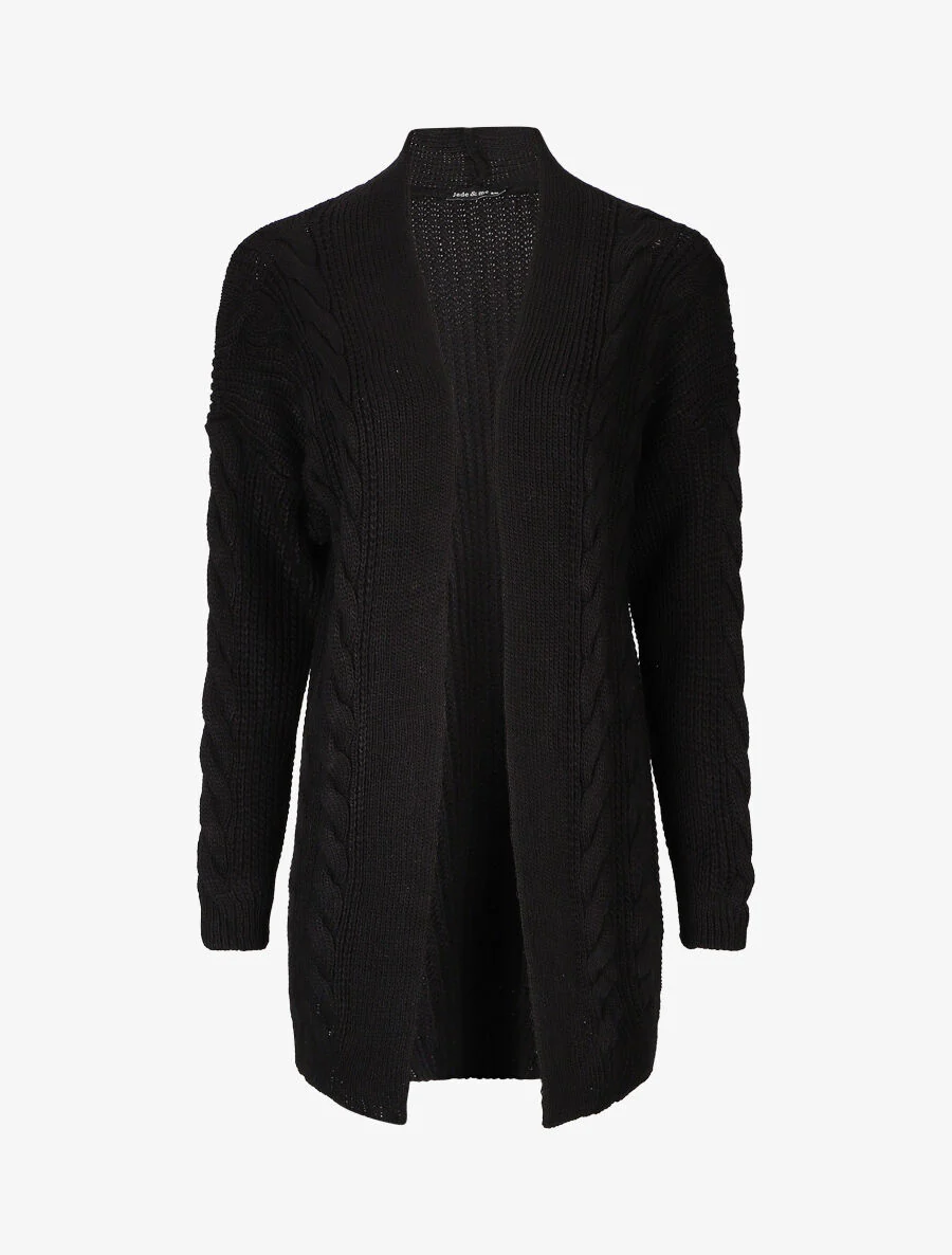 Lang open vest van mesh - zwart