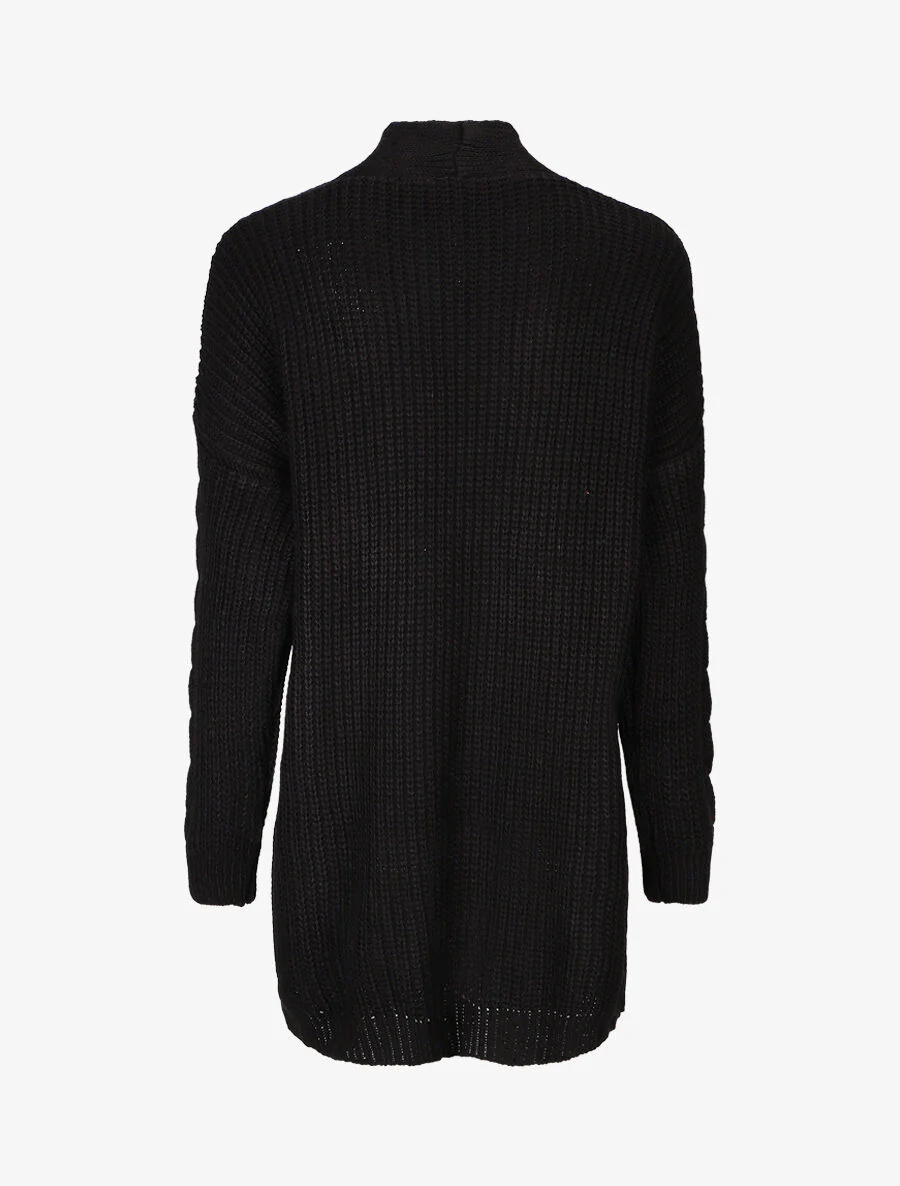 Lang open vest van mesh - zwart - Image 2