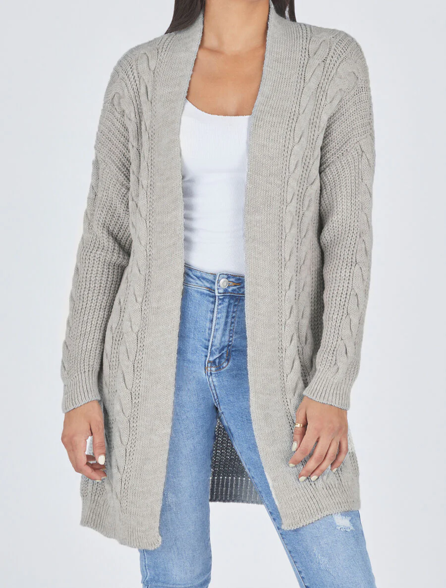 Lang open vest van mesh - Grijs - Image 4