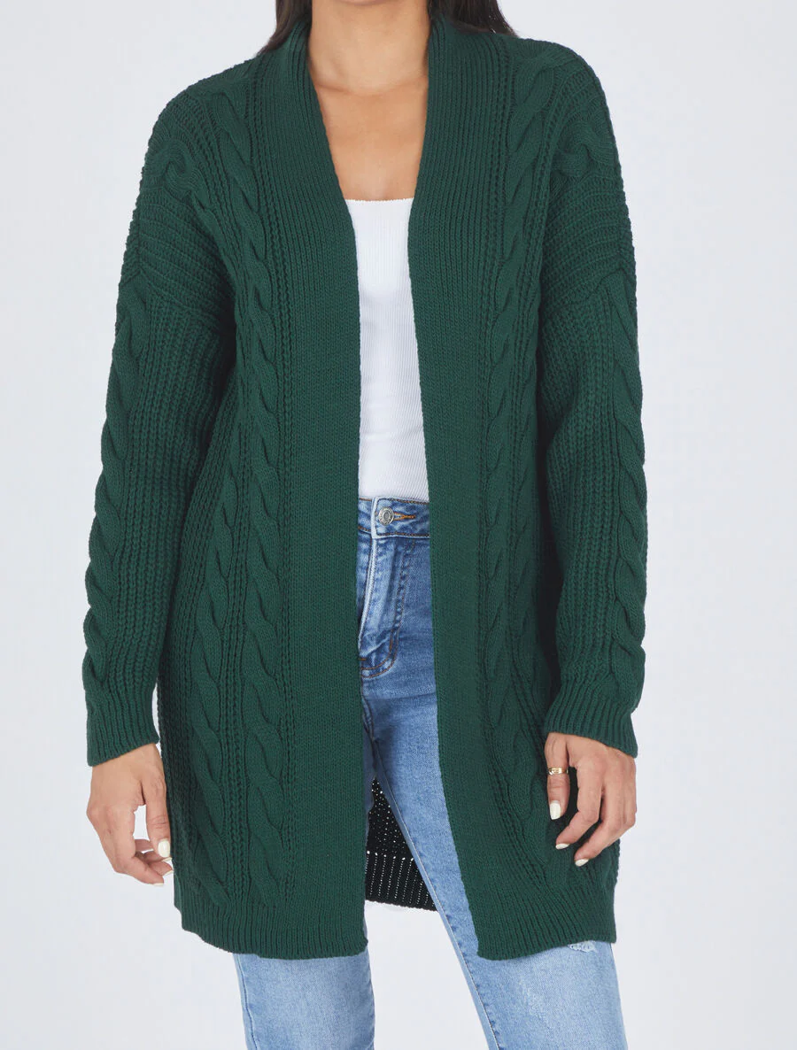 Lang open vest van mesh - groen - Image 4