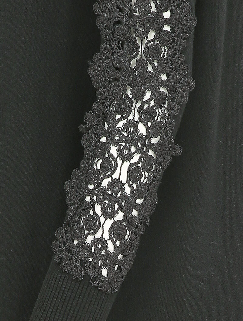 Lang vest met geborduurde mouweninzetstukken - Zwart - Image 4