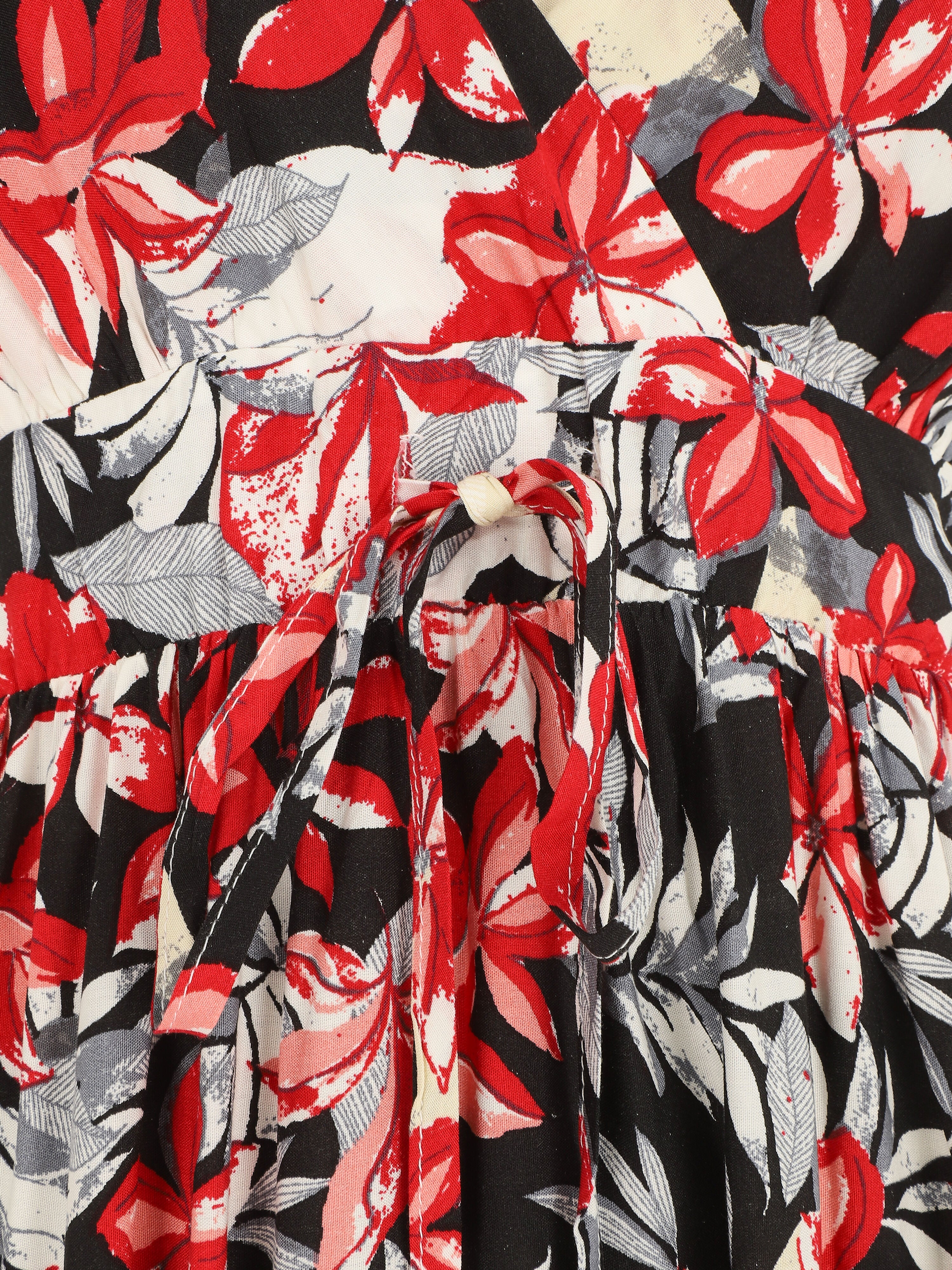 Lange A-lijn jurk met bloemenprint - zwart - Image 3