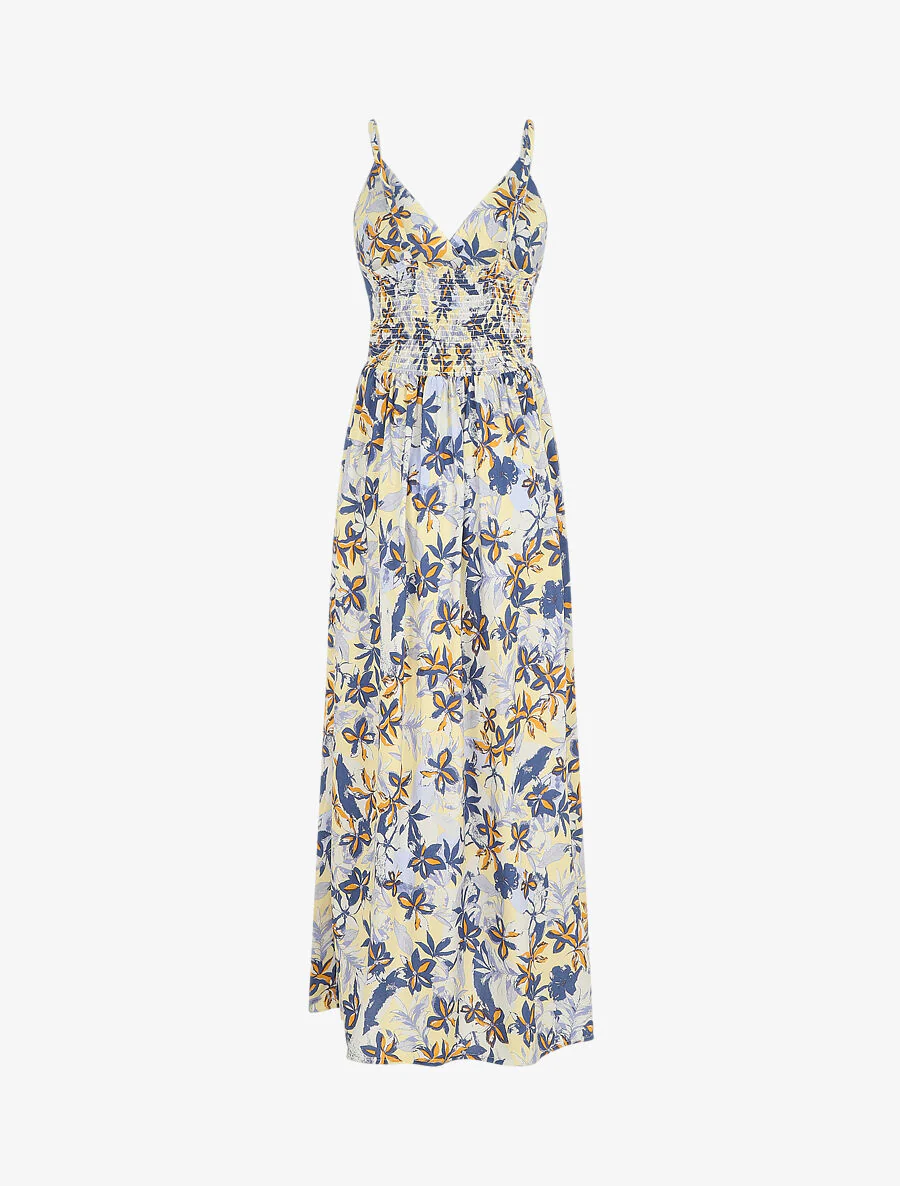 Lange A-lijn jurk met bloemenprint - blauw - Image 2