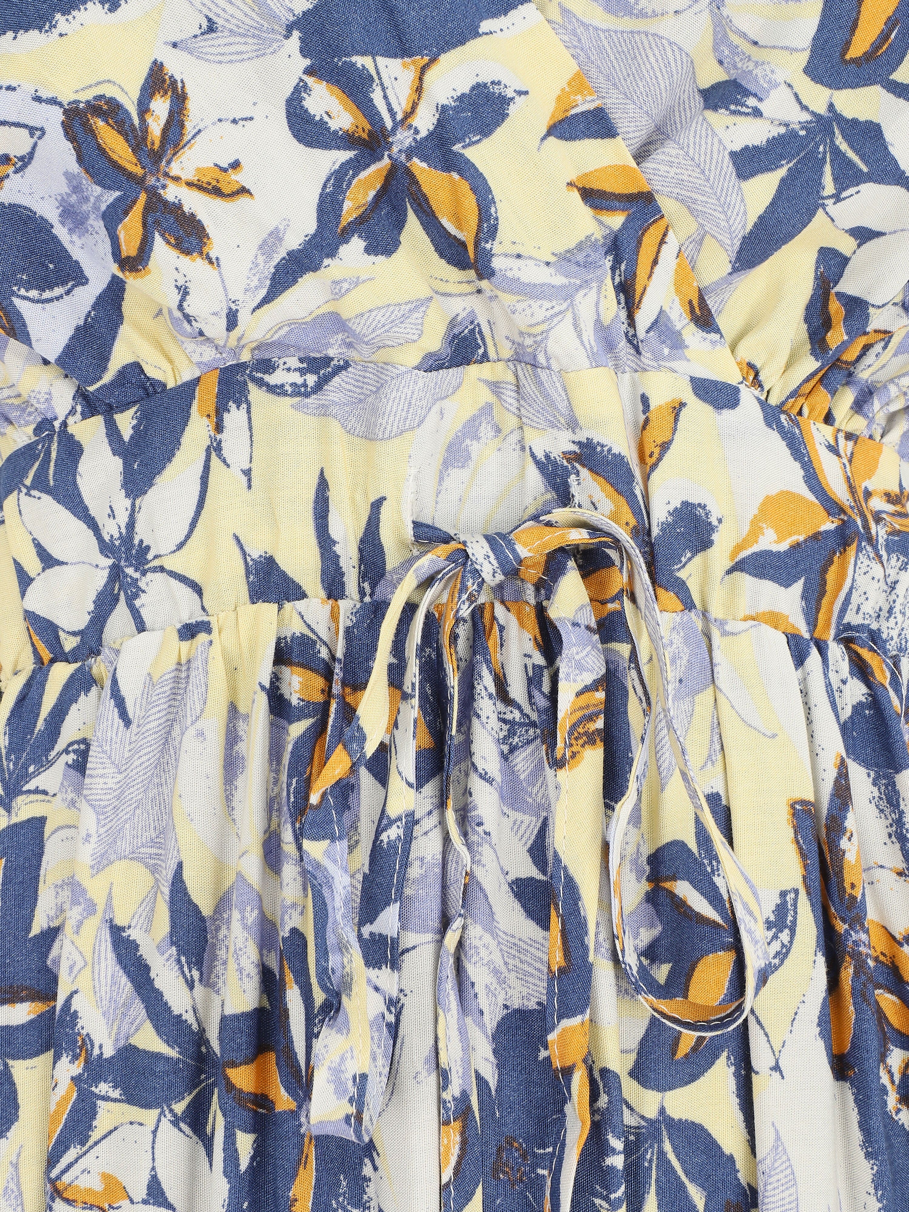 Lange A-lijn jurk met bloemenprint - blauw - Image 3