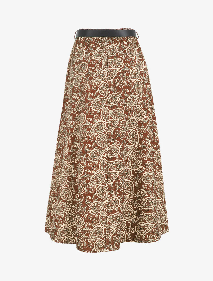 Lange bloemenbarokke print rok - Bruin - Image 2