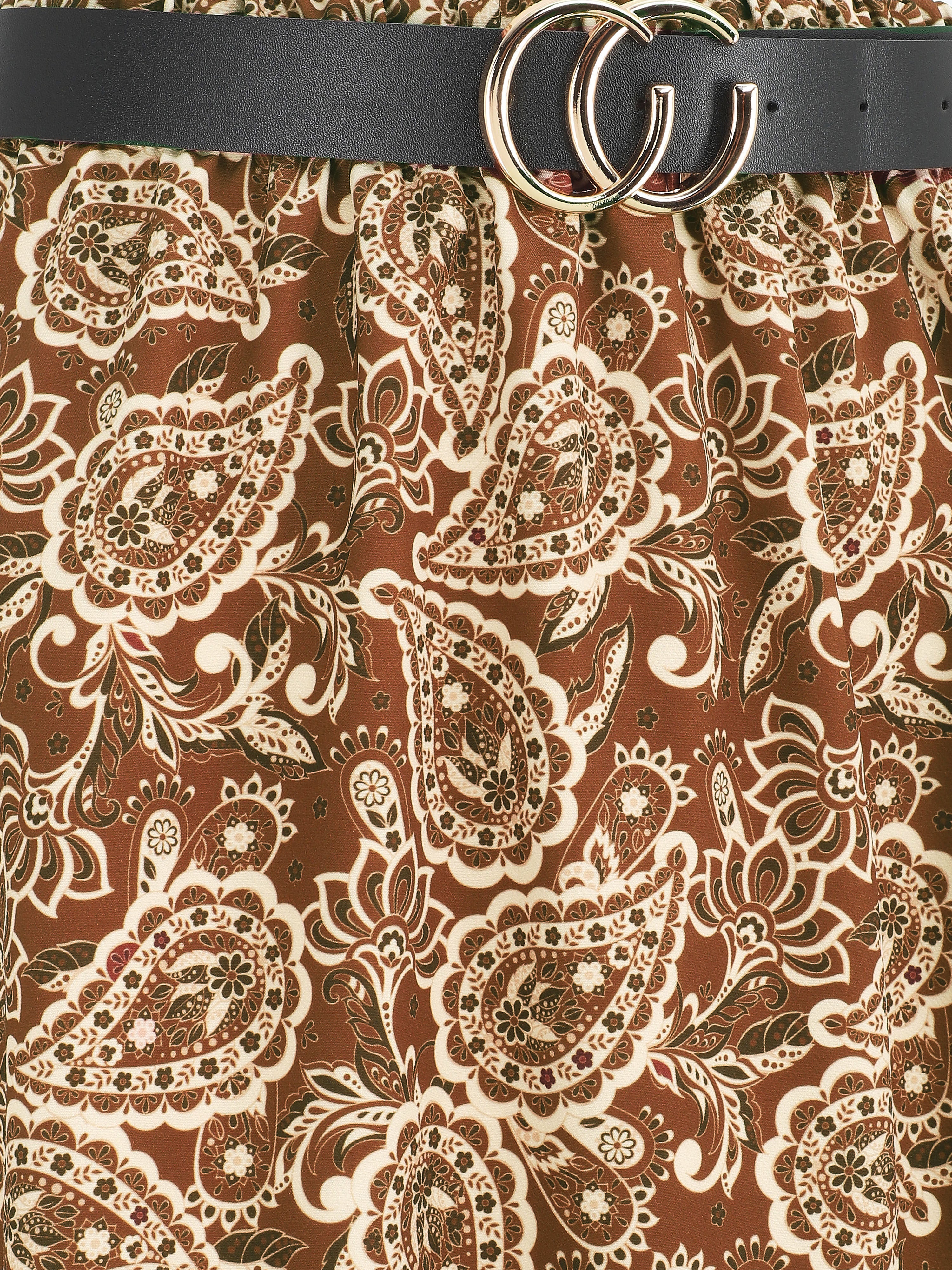 Lange bloemenbarokke print rok - Bruin - Image 3