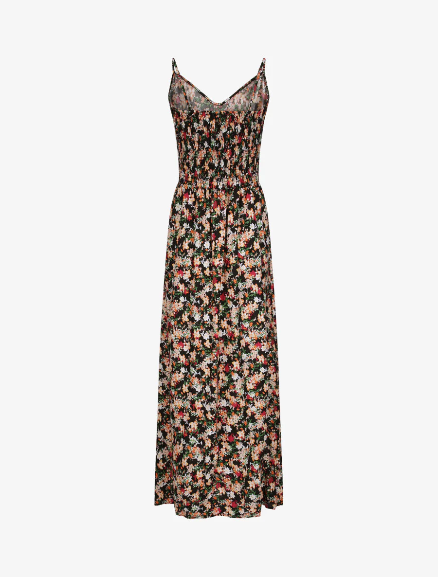 Lange bloemenprint Empire-snit jurk - Zwart - Image 3