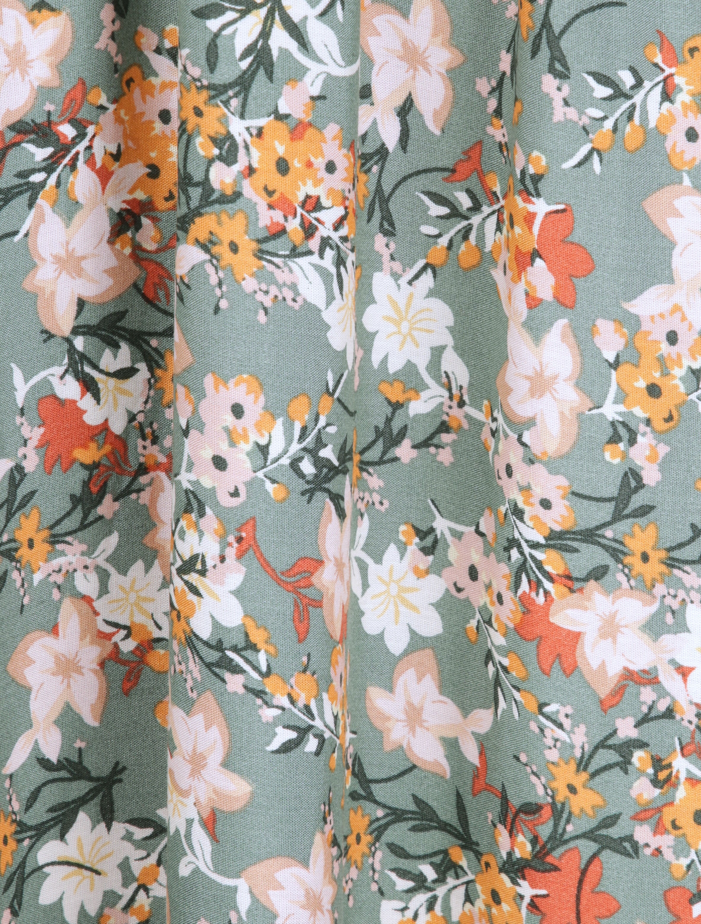 Lange bloemenprint Empire-snit jurk - kaki - Image 4