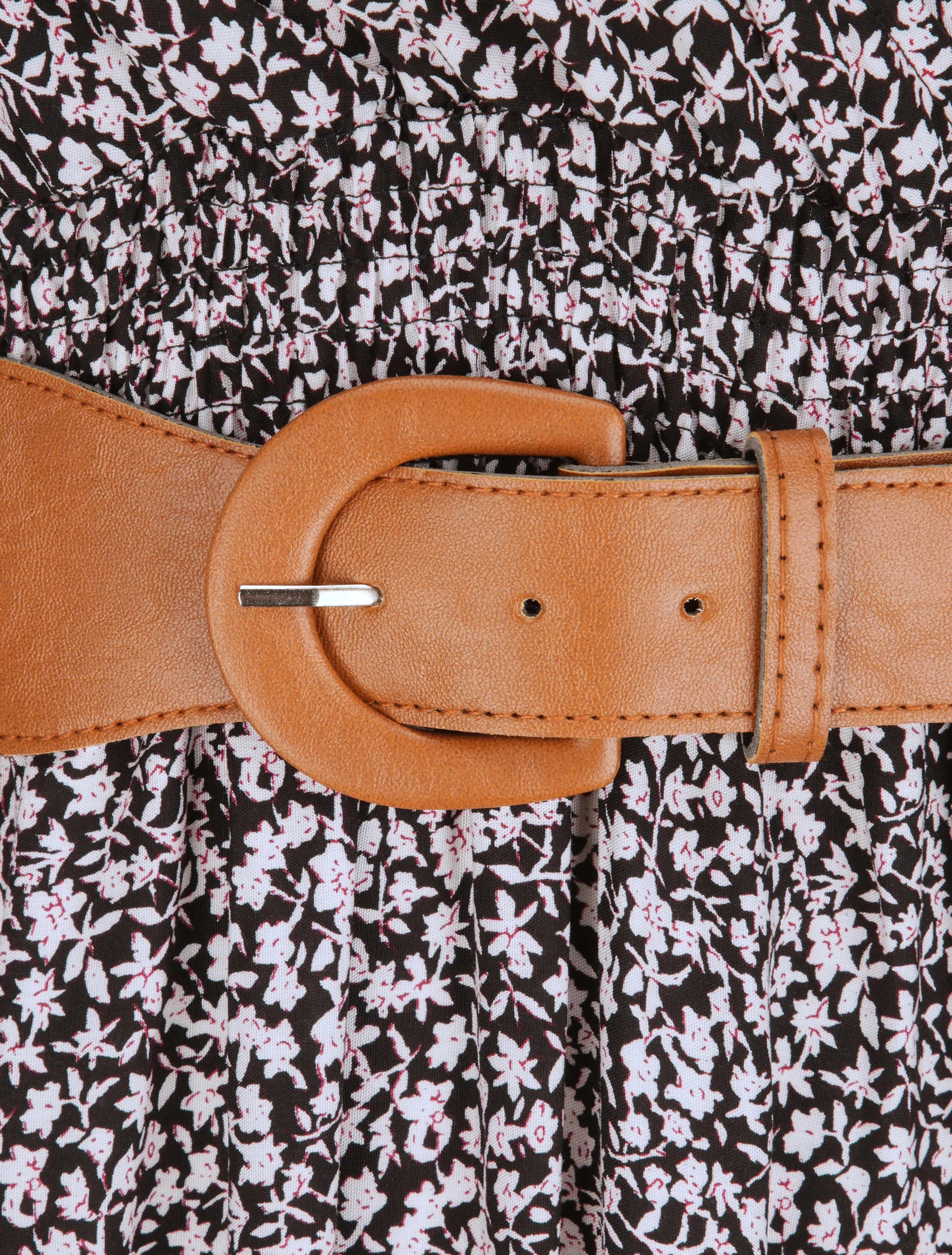 Lange bloemenprint jurk - Zwart - Image 3