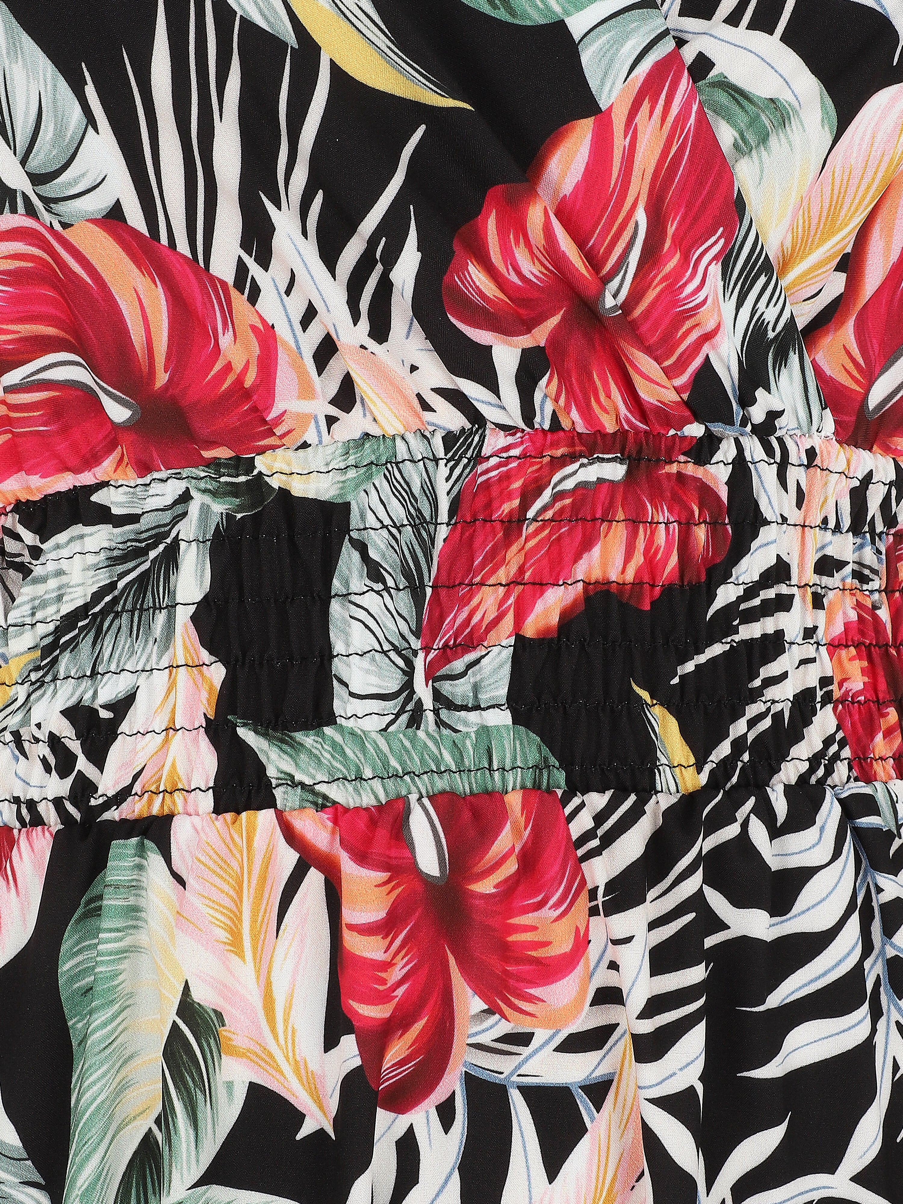 Lange bloemenprint jurk - Zwart - Image 3