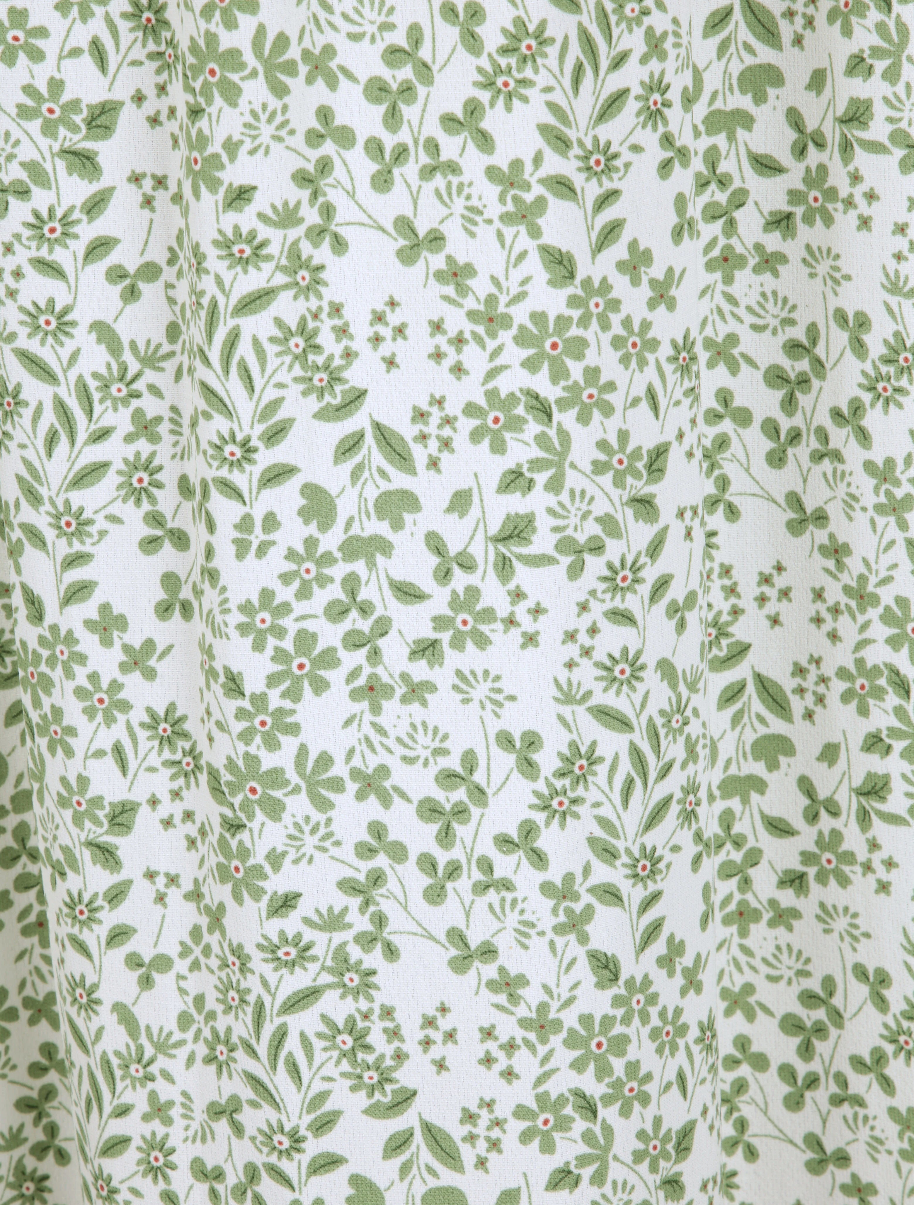 Lange bloemenprint jurk met borduurwerk op de taille - Zeegroen - Image 4