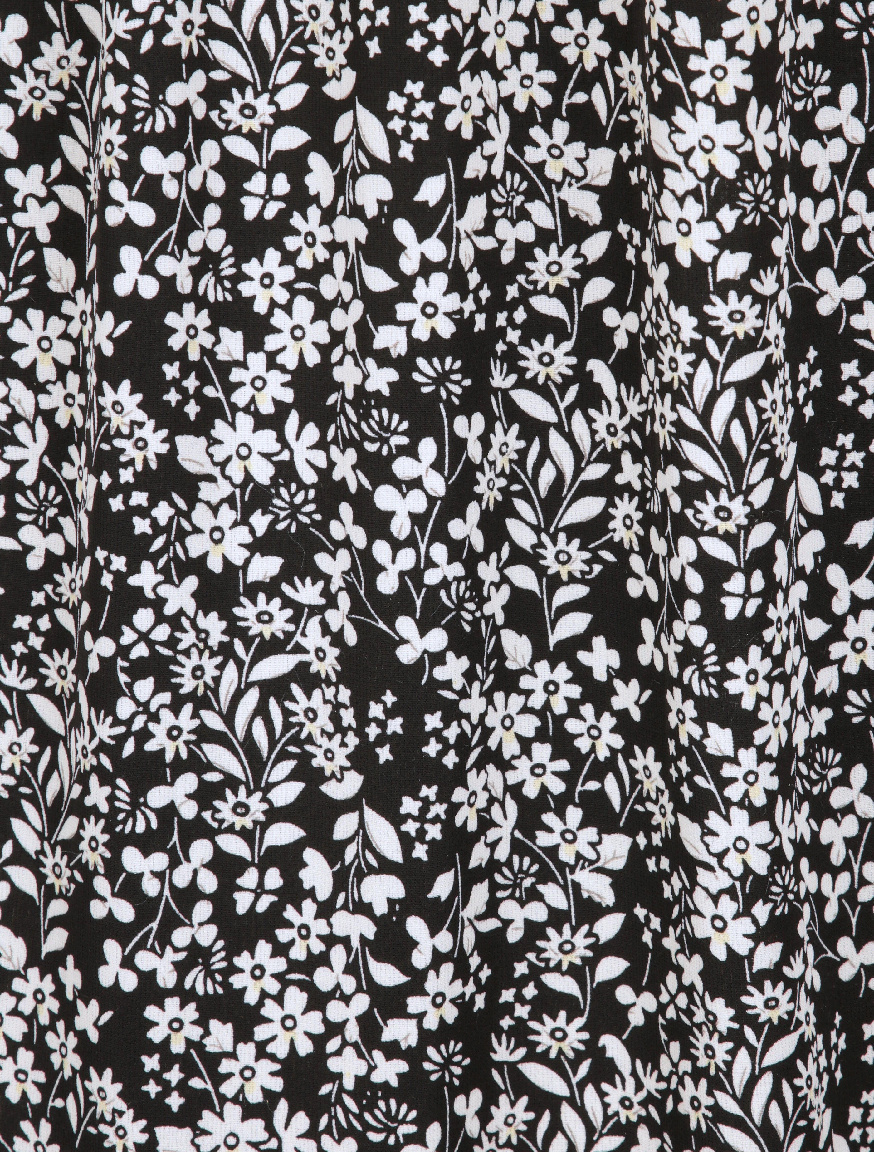 Lange bloemenprint jurk met borduurwerk op de taille - Zwart - Image 4