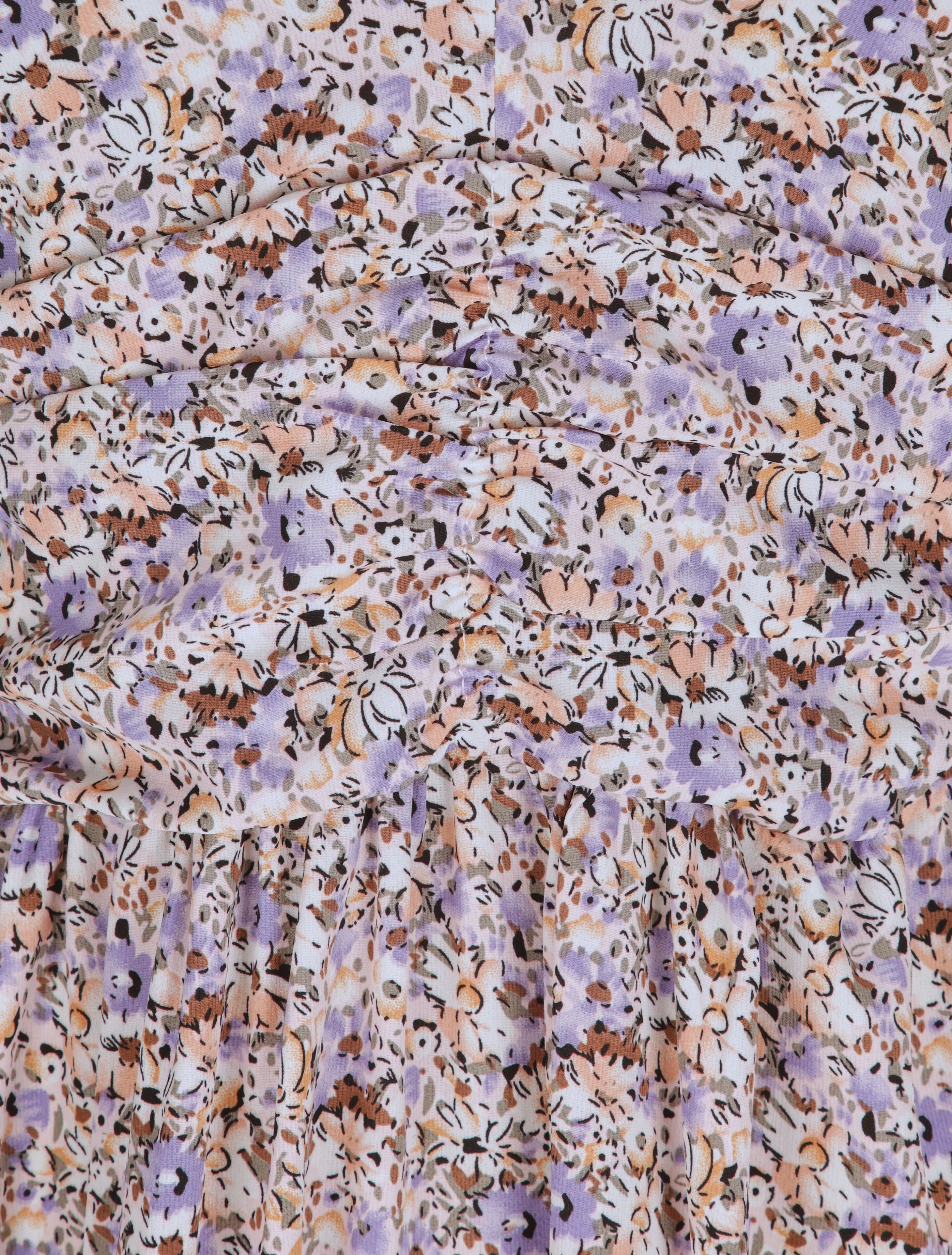 Lange bloemenprint jurk van de lente - Lila - Image 3