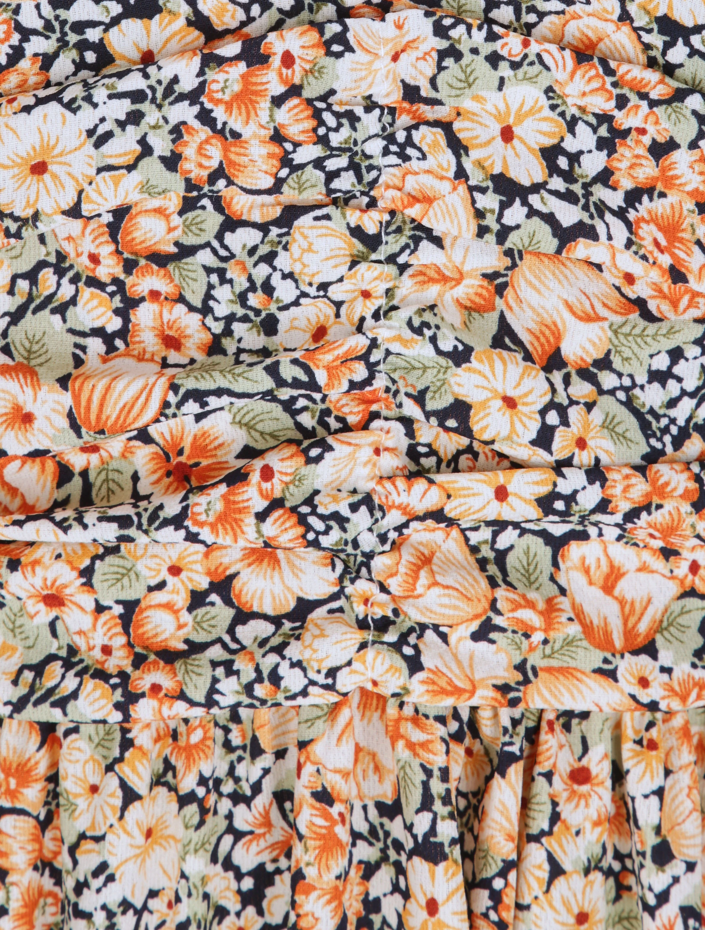 Lange bloemenprint jurk van de lente - Oranje - Image 3