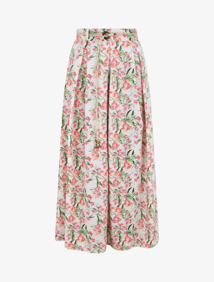 Lange bloemenprint rok - wit