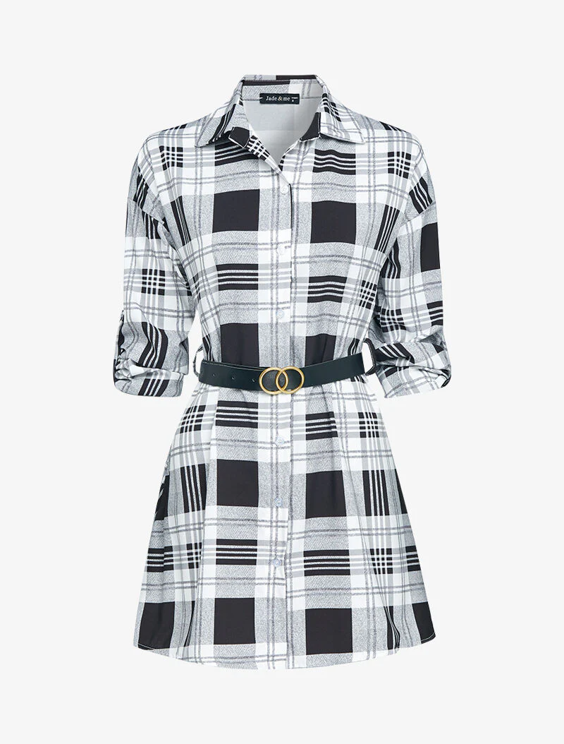 Lange blouse met prints - zwart