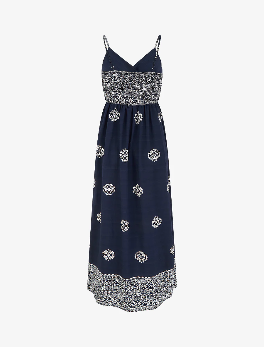 Lange bohemien jurk met arabesk print. - Marine - Image 2