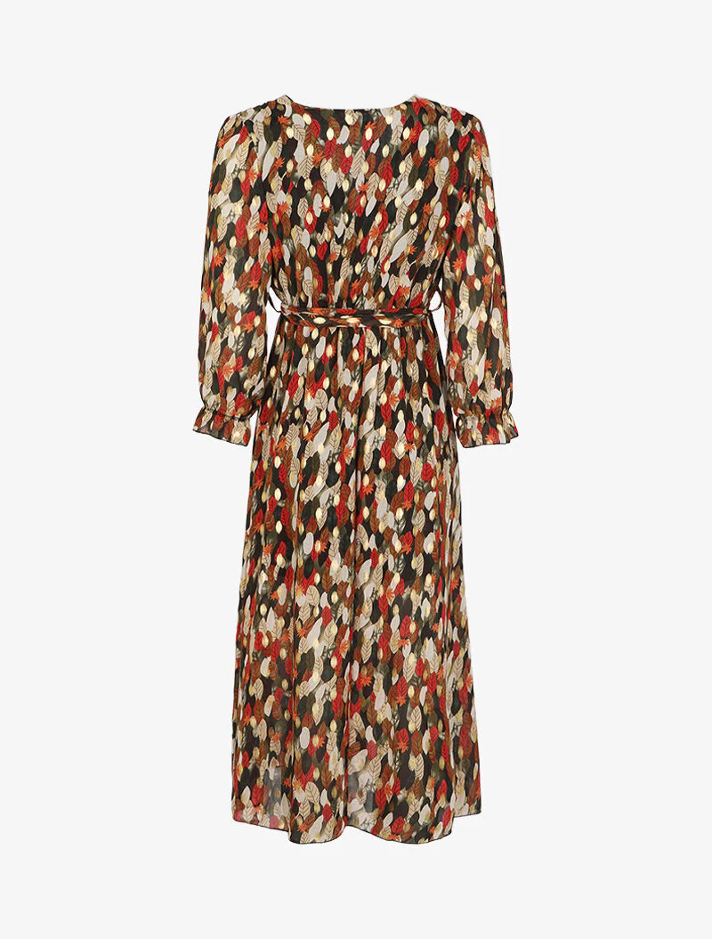 Lange bohemien jurk met herfstprint - Zwart - Image 2