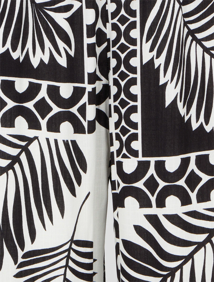 Lange broek met palmbladerenprint - Zwart - Image 3