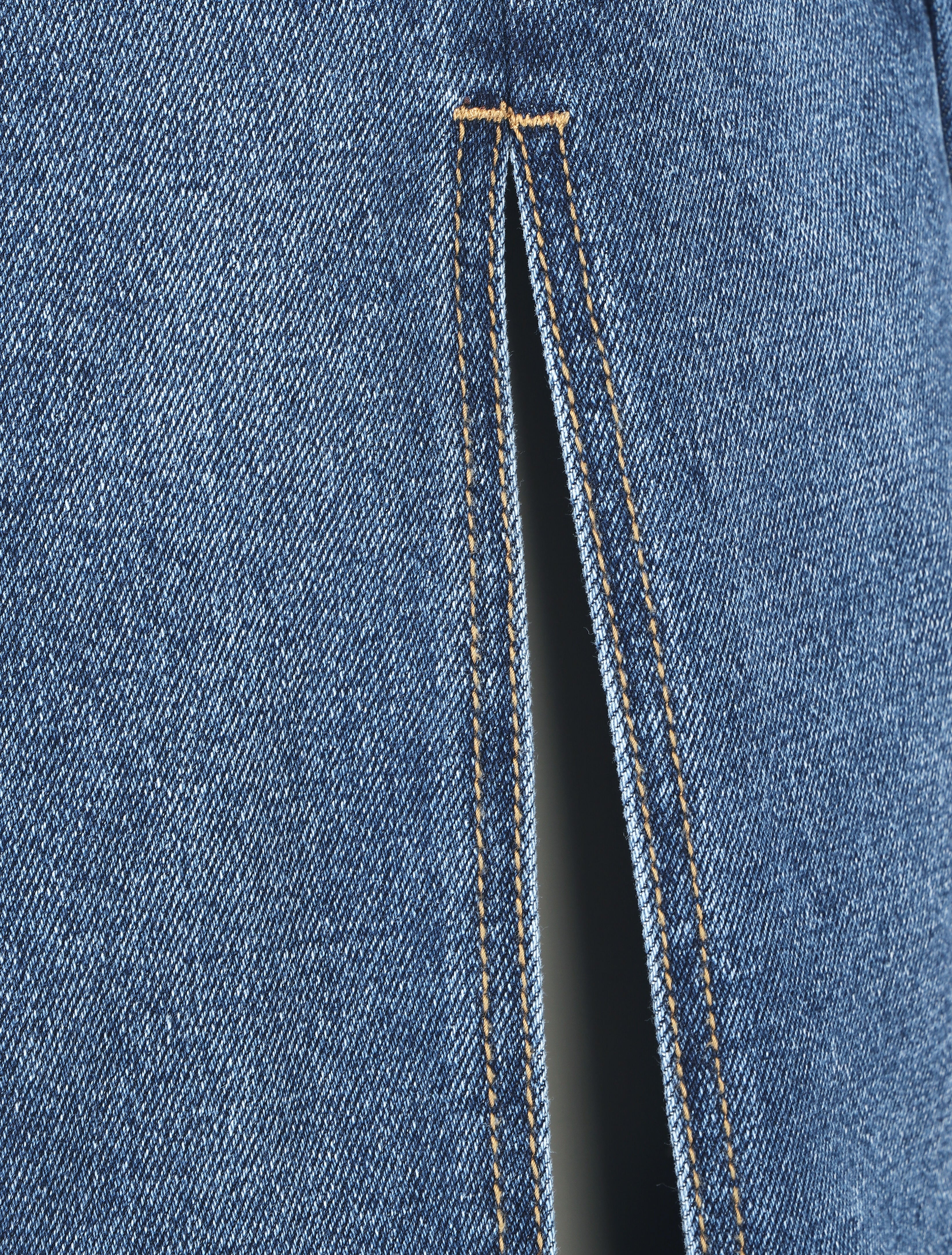 Lange denim rok in recht model met split - blauw - Image 3