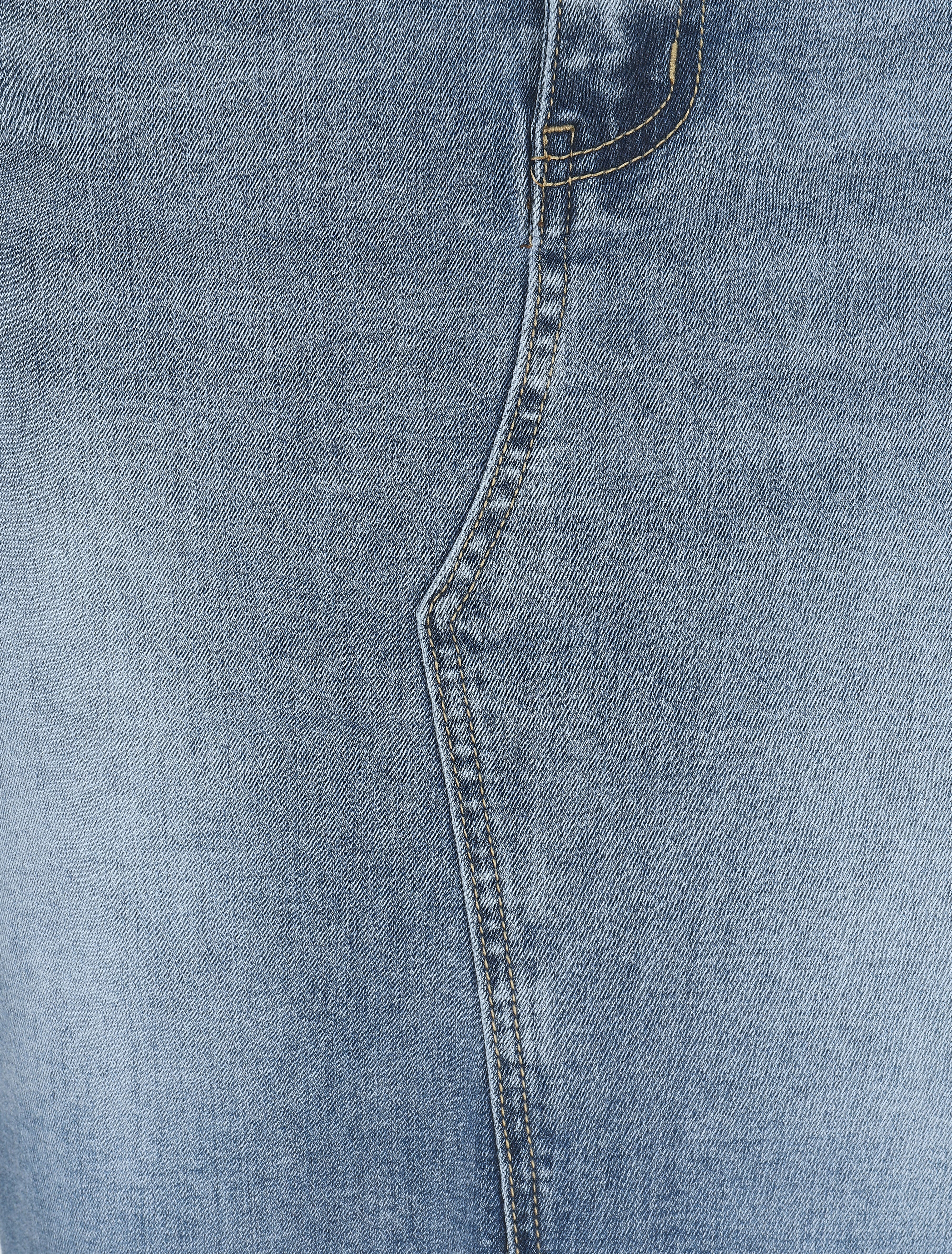 Lange denim rok met split - blauw - Image 3