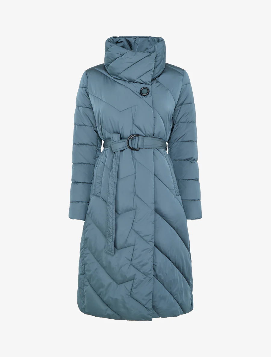 Lange donsjas met opstaande kraag - Blauw