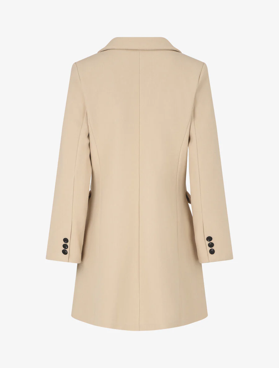Lange double-breasted jas met knopen - Beige - Image 2