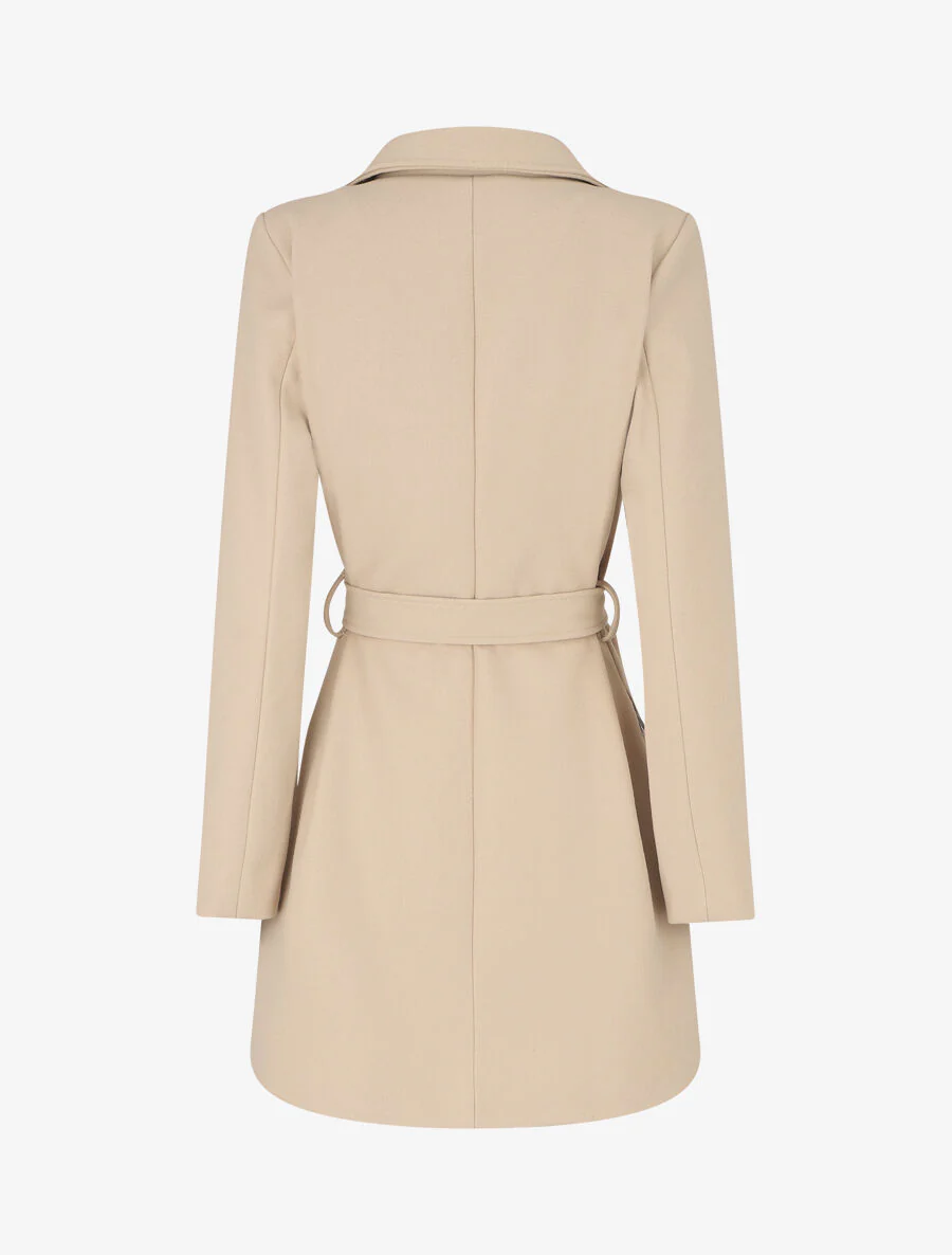 Lange effen jas in bikerstyle - Beige - Image 2