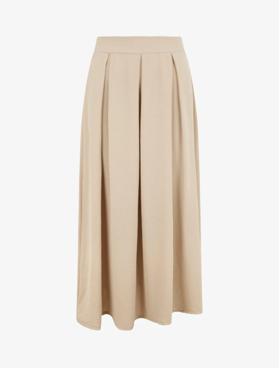 Lange effen uitlopende rok - Beige