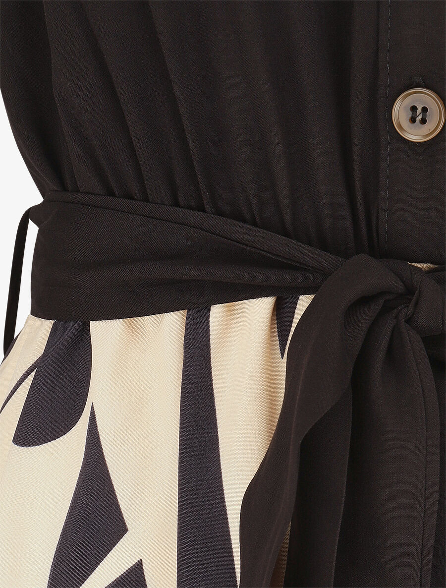 Lange elastische jurk met geometrische print - Beige - Image 3