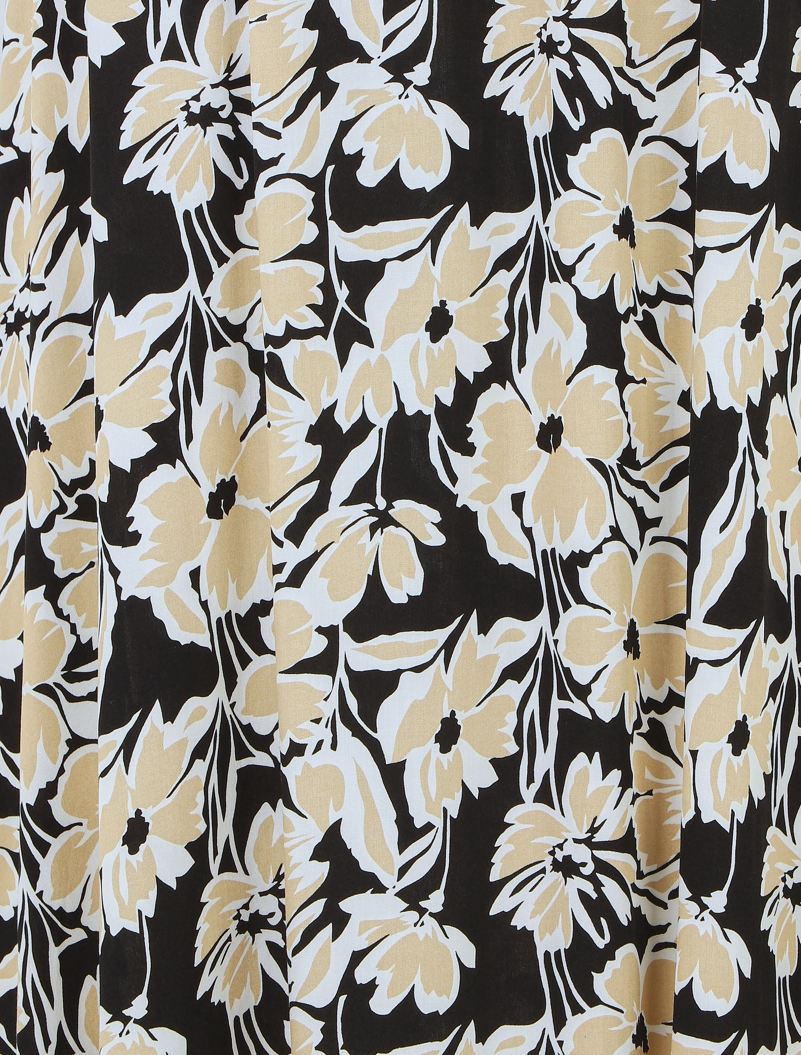 Lange elastische rok bloemenprint - zwart - Image 3