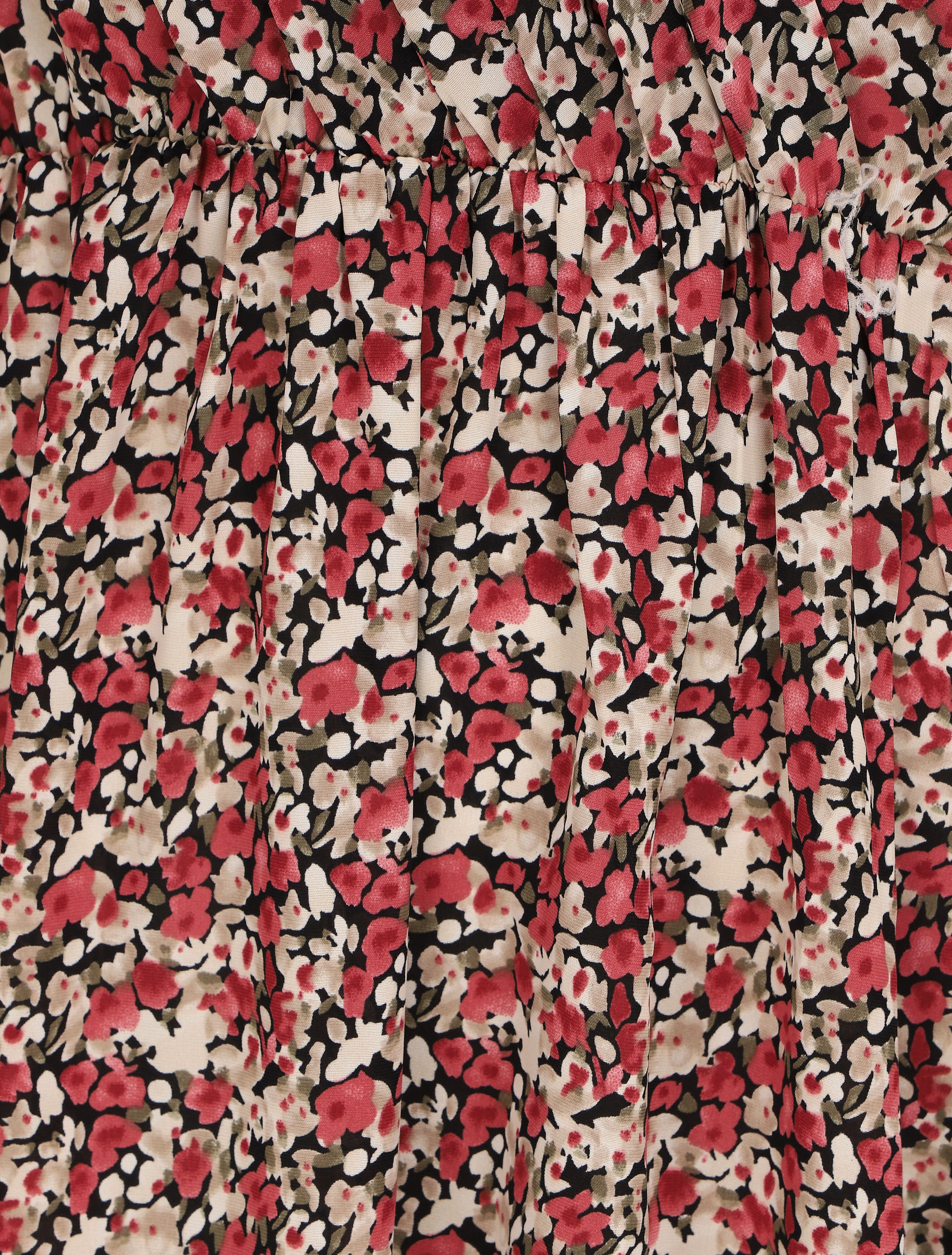 Lange Empire-jurk met bloemenprint en dunne bandjes - Zwart - Image 3