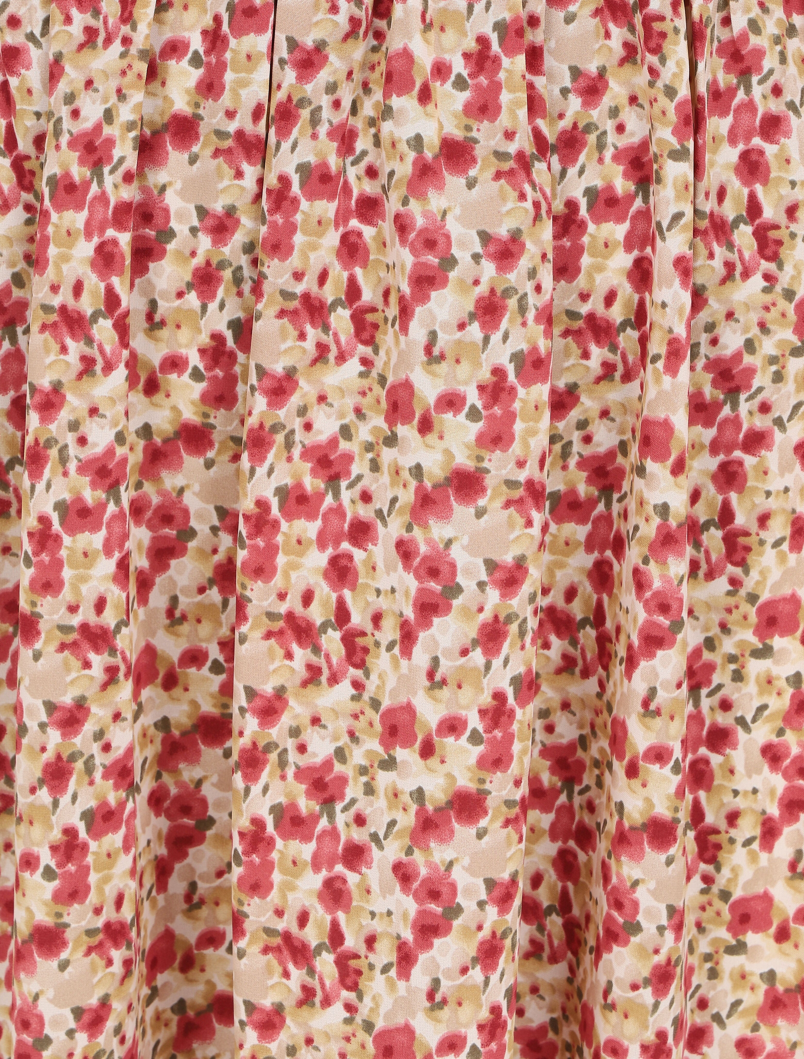Lange Empire-jurk met bloemenprint en dunne bandjes - beige - Image 3