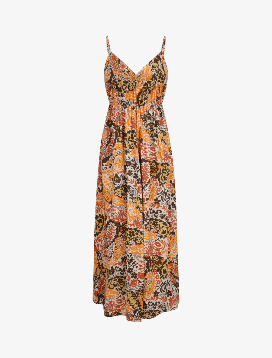 Lange gedrukte sjaal jurk - Beige/oranje - Image 2