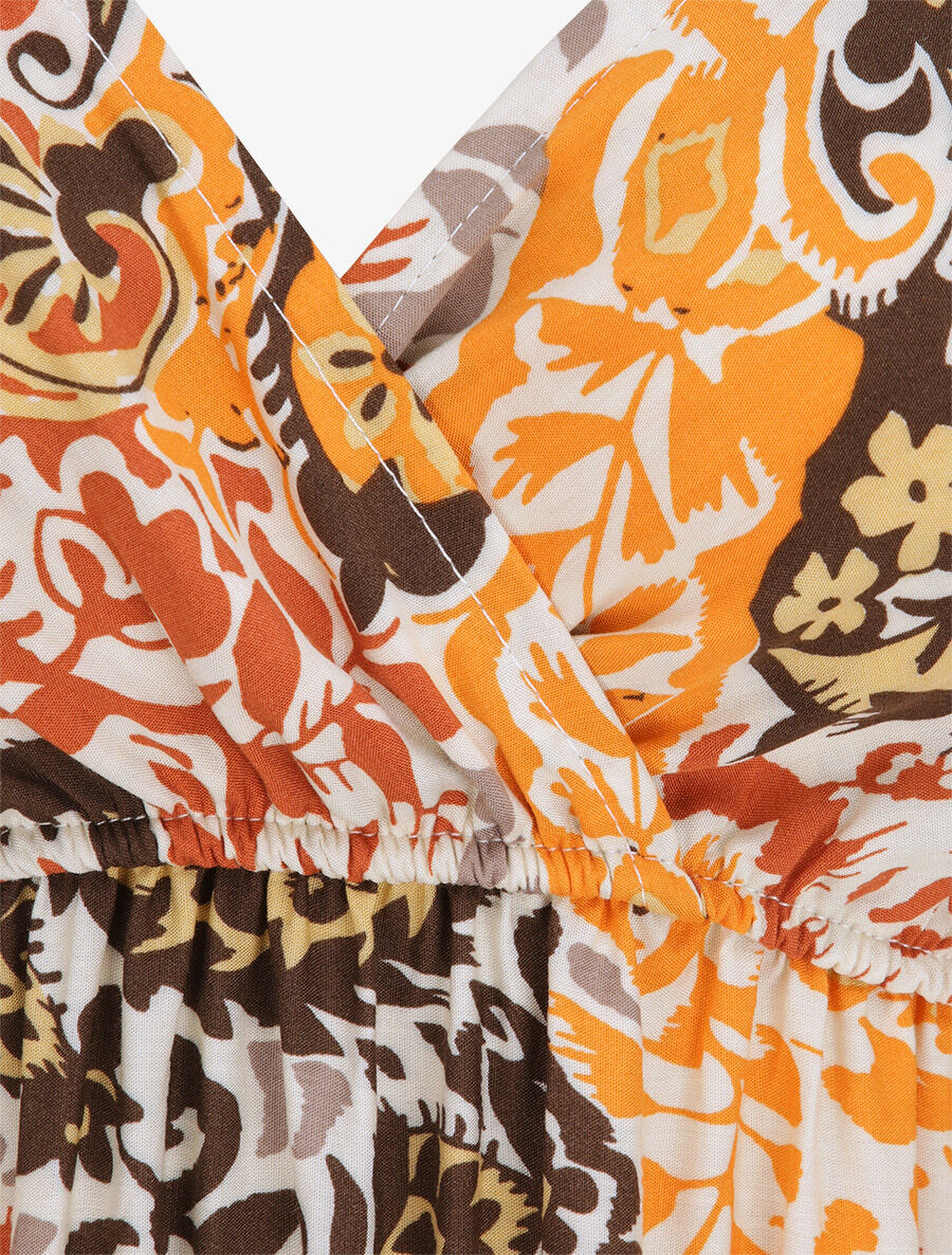 Lange gedrukte sjaal jurk - Beige/oranje - Image 3