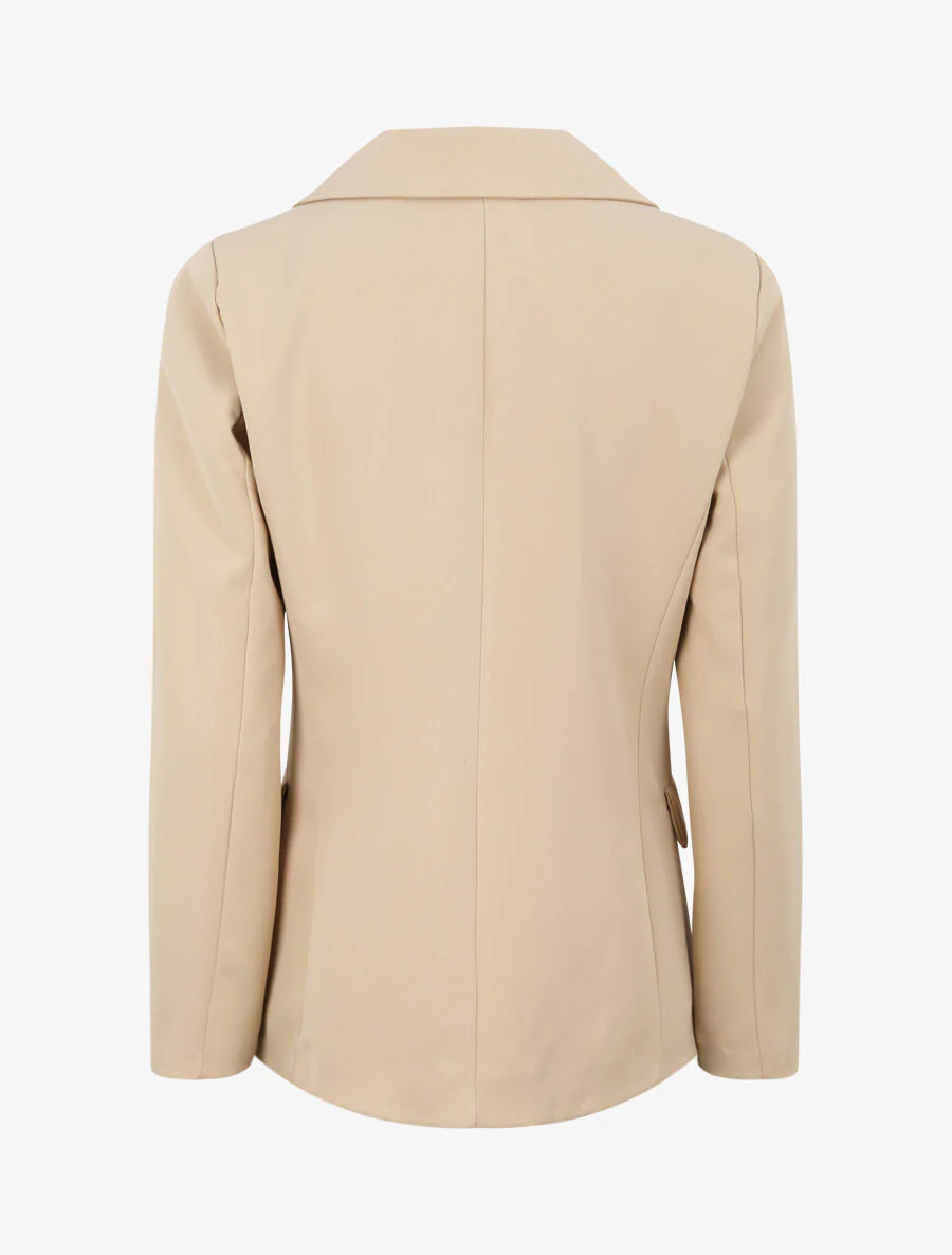 Lange gekruiste blazer met stijlvolle knopen - Beige - Image 2