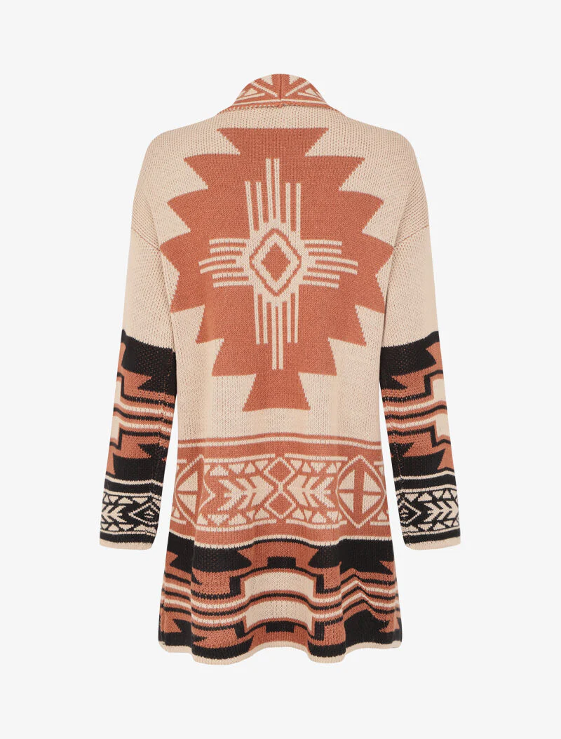Lange gilet met Azteekse print - Camel - Image 2