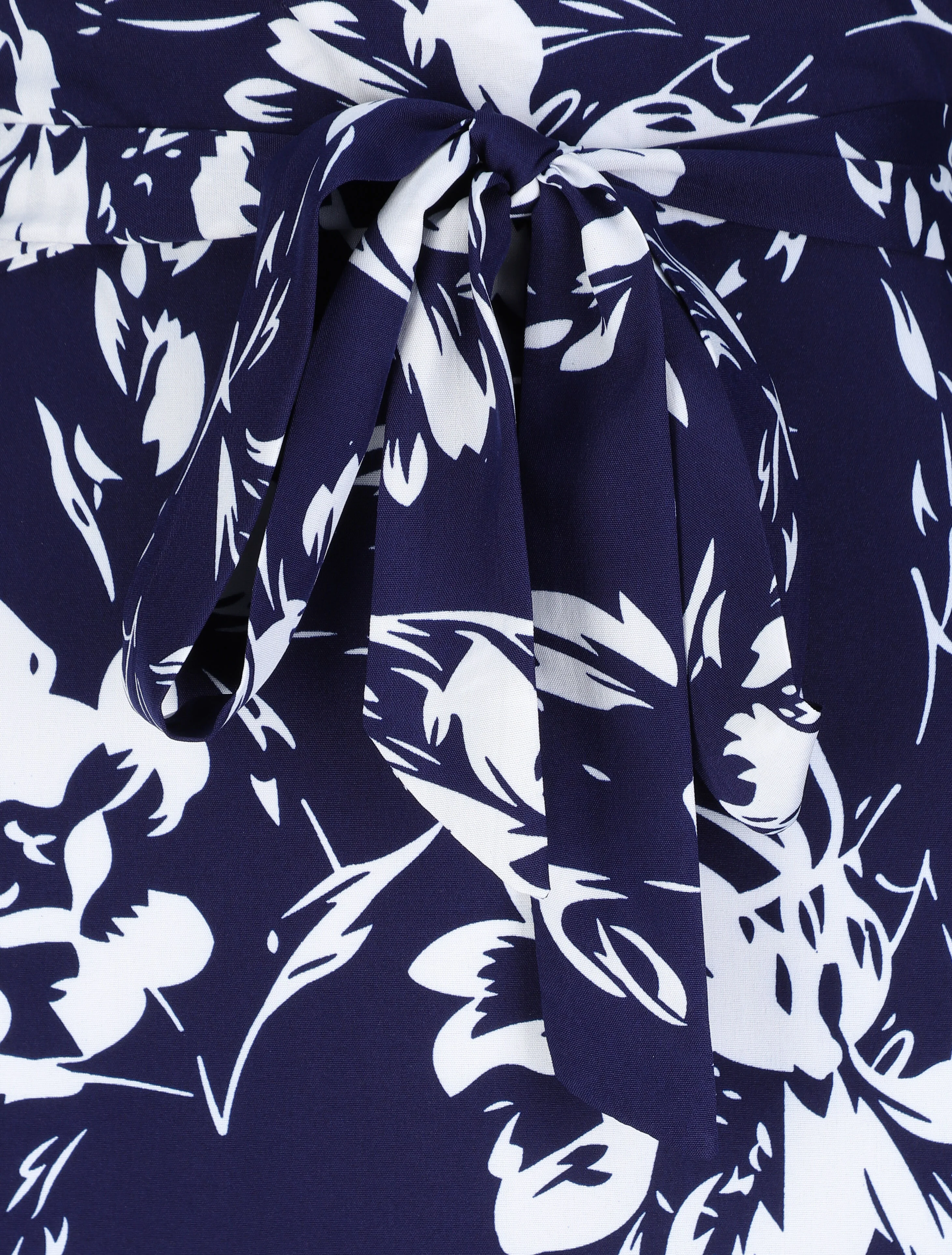 Lange glijdende bloemenprint met contrasterende bloemen - Blauw - Image 3