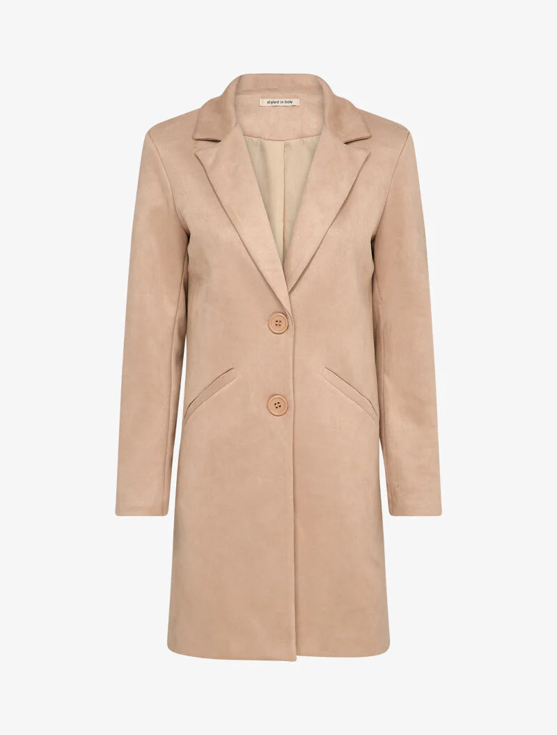 Lange jas in suèdine - Beige