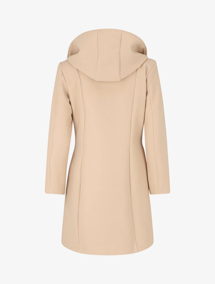 Lange jas met capuchon en ritssluiting - Beige - Image 2
