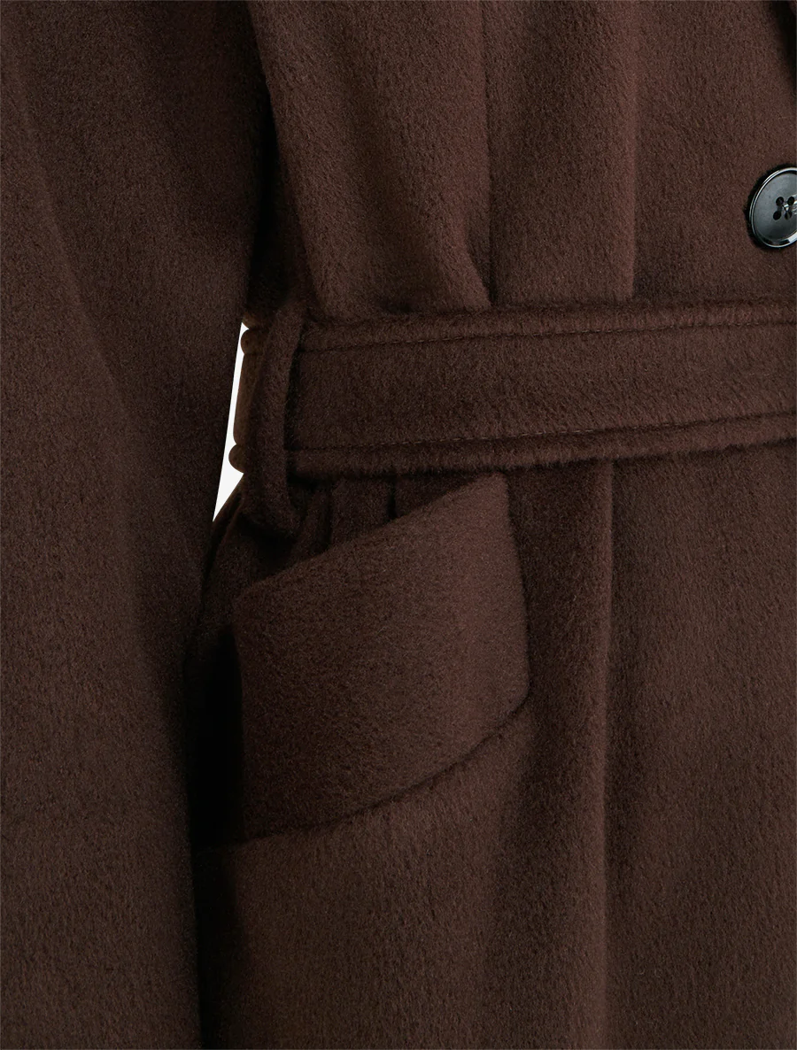 Lange jas met capuchon - Bruin - Image 3