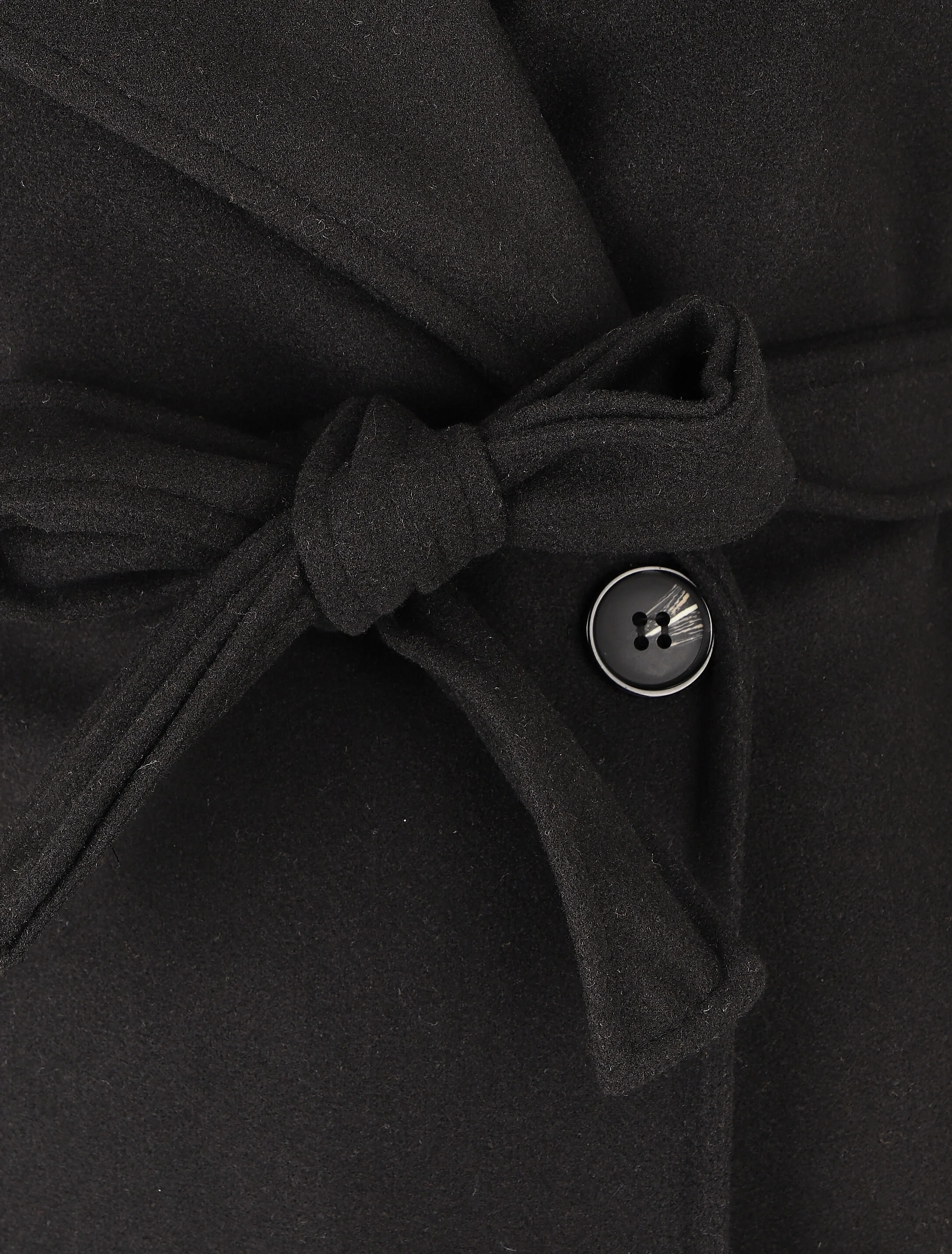 Lange jas met ceintuur en notch-revers - zwart - Image 3