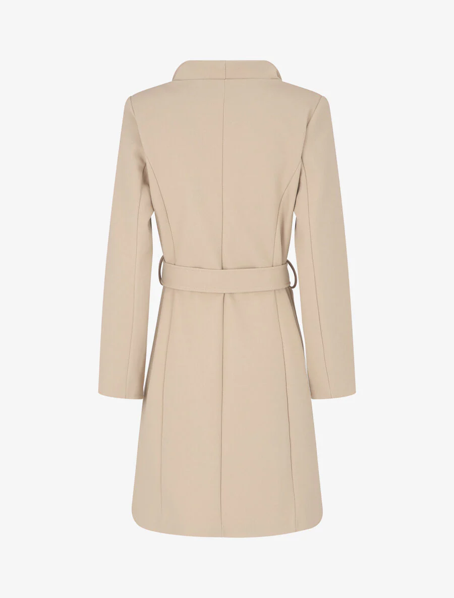 Lange jas met opstaande kraag - Beige - Image 2